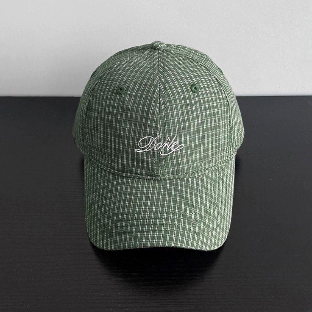 Sunshade Embroidered Baseball Cap Adjustable Y2k Peaked Cap Fashion Plaid  Baseball Cap  Female