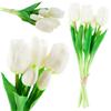 Rubberized Tulips Bouquet of Flowers Like Real Realistic White 5 Pieces