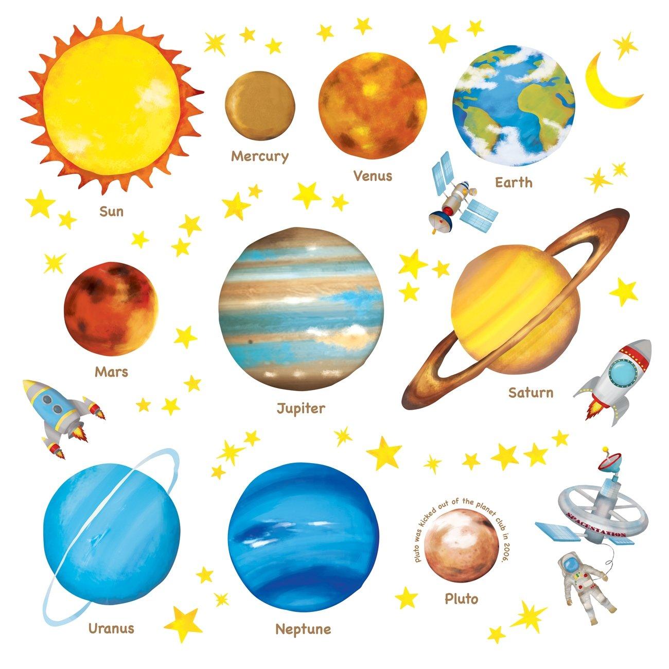 

DECOWALL Space and Planets Wall Kids Wall Transfer Wall Art Bathroom Kids Wallpaper DS8-1307 (Medium) Sticker, Decor, Kindergarten, Nursery, Room,