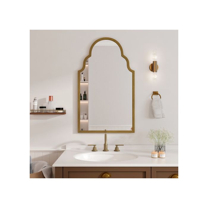 Obdélníkové zrcadlo, 61 x 101 cm Obdélníkové bronzové zrcadlo, nástěnné s kovovým rámem, koupelnové nástěnné zrcadlo.