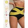 Color Blocking, High Waisted, Shapewear Pants, Cross Bandages, Hip Lifting, Abdominal Compression, Women's, Underwear
