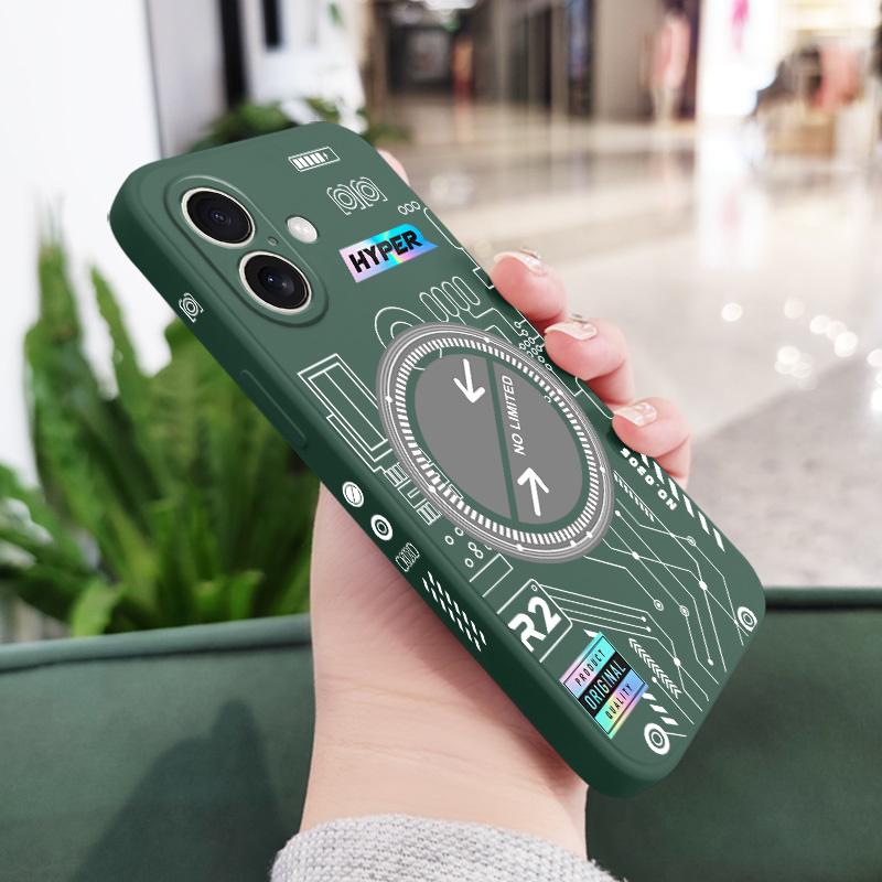 

Colorful Machinery Phone Case For iPhone 16 16e 15 14 13 12 11 X XR XS Plus Pro Max Mini Silicone Cover iPhone 16 темно-зеленого