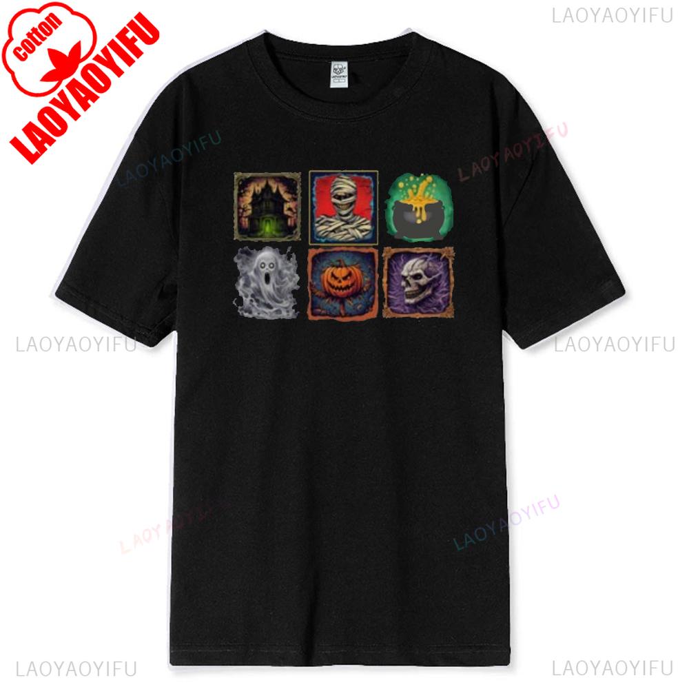 Demonic Halloween Graphic Tee Spooky Gothic Skeleton Shirt Horror Movie Vintage Tshirt Soft Cotton Unisex Streetwear Costume