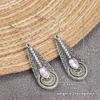 Vintage Ethnic Style Drop Earrings for Women Silver Color Inlay Synthetic Zircon Pendant Earrings Fine Jewelry Gift