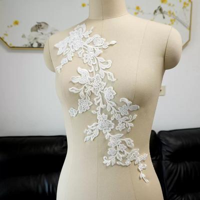 Cotton Lace Flower Patch Applique,sew On 3D Flower Patch for Bridal Gown Wedding Veil Decoration Applique for Dress Decoration