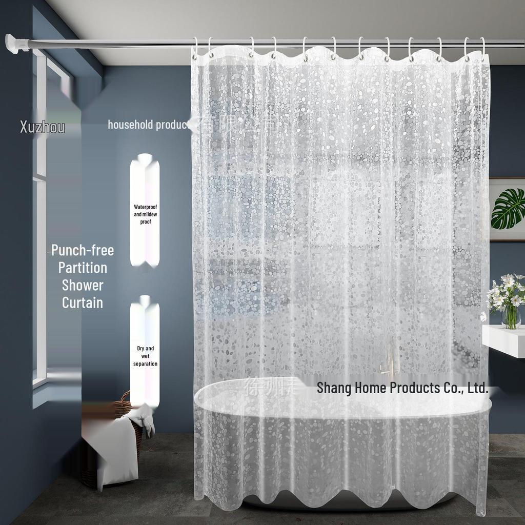 PEVA Waterproof Anti-Mold Transparent Bathroom Shower Curtain with Magnets