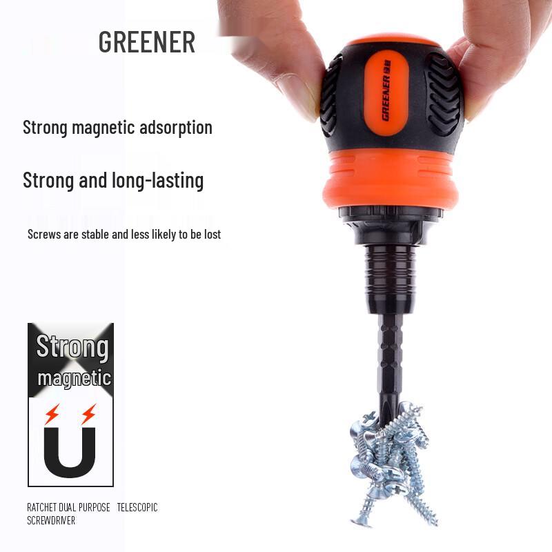 Green Forest Multi-Function Ratchet Screwdriver Set - Dual-Purpose Telescopic & Short Screwdriver Tool