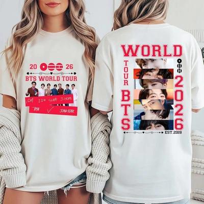 Two-Sided BTS World Tour 2026 T-Shirt – Concert Fan Shirt - Retro Style K-Pop