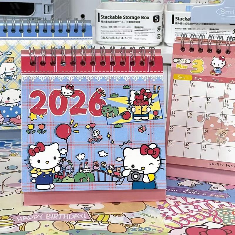 Hello Kitty 2026 Desk Calendar Cartoon Sanrio Plan Message Desktop Ornaments Weekly Plan Book Stationery Office Supplies