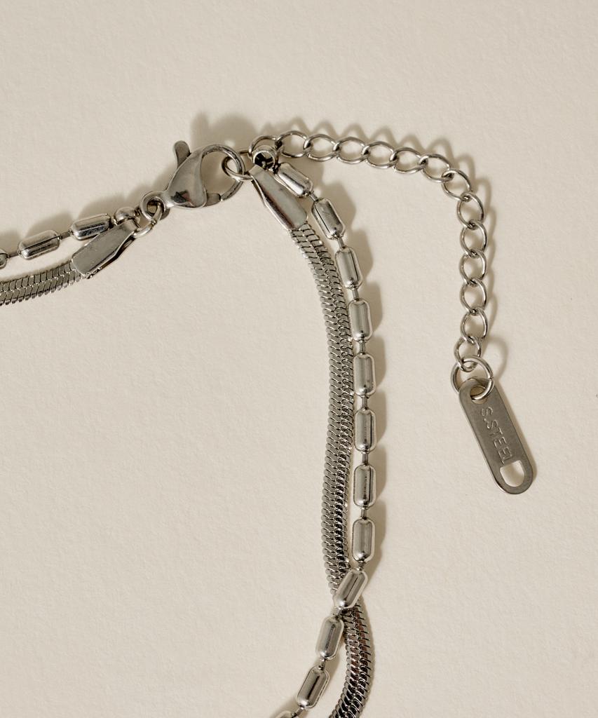 Novice Tokyo Bar & Snake Double Chain Bracelet [Stainless] / Silver