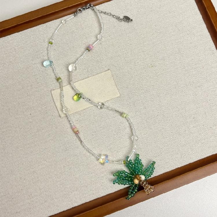 Bohemian Coconut Tree Shell Necklace Adjustable Layer Chain Acrylic Alloy Jewelry for Women Casual Beach Vacation Wear