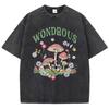 T-shirt Donna Design Meraviglioso Fiore Fungo Farfalla Cotone Casual Y2K Maniche Corte Larghe Top Vintage