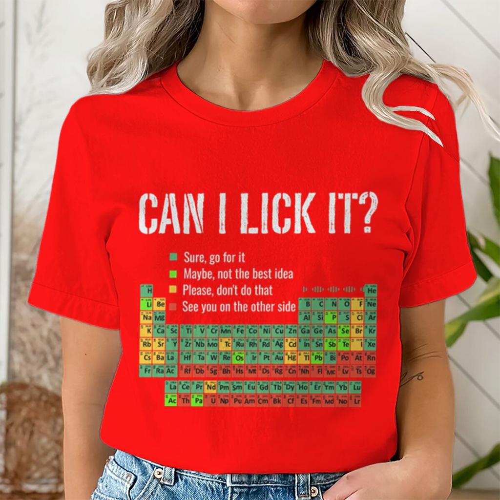 Posso leccarlo Maglietta Tavola Periodica Unisex Unisex Divertente Scienza Chimica Insegnante Umorismo Grafica Tee Casual Insegnante Top Regali
