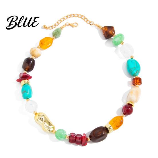 Casual Vacation Necklace Bohemian Necklace Colorful Resin Beaded Choker Retro