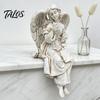 Retro Winged Angel Statue, Resin Praying Angel Figurine, Elegant Sitting Angel Sculpture for Outdoor Indoor Garden Decor