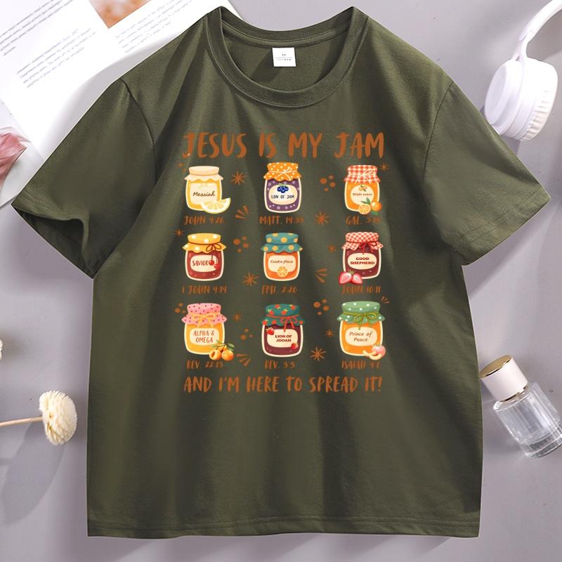 Jesus Is My Jam Tshirt Unisex Women Casual Cotton Short Sleeve Boho Christian TShirt Religious Tee Trendy Faith Unisex Clothes