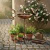 Metal Bird Bath 2-in-1 Outdoor Decor Heavy Duty for Backyard