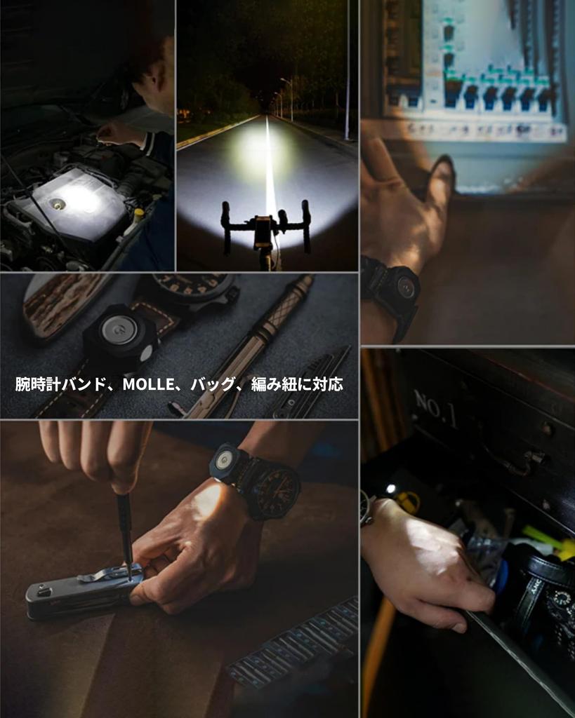 MecArmy Compact Wrist Flashlight with CPLU Rechargeable High Brightness Portable Mini Flashlight for 4 Brightness IPX6 Handheld Watch Band for Walks