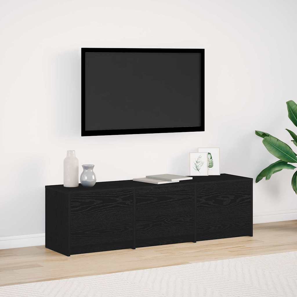 TV Stand with LED Lighting Black Oak 140 x 34 x 40 cm