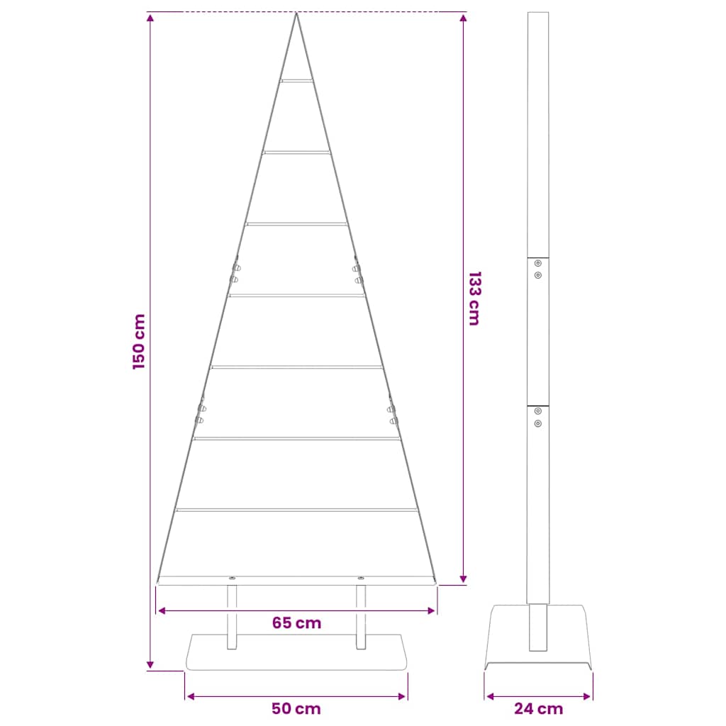 Metal Christmas Tree with Stand Black 150 cm Steel