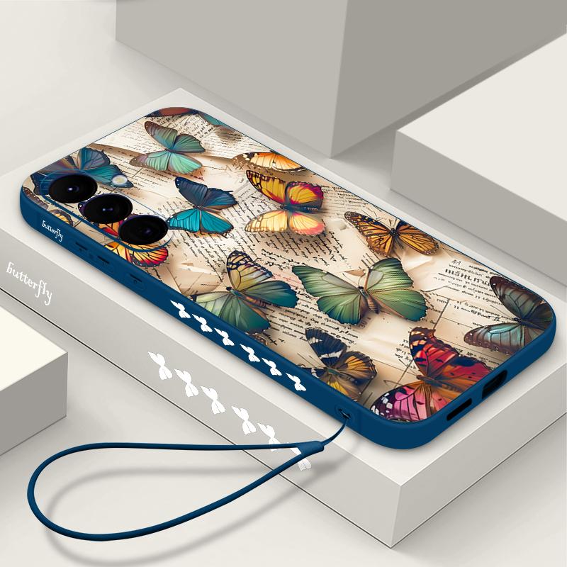 Kolorowe Etui z Wzorem Motyla Dla Samsung Galaxy S26 S25 Ultra S24 S23 S22 Plus S21 FE A15 A16 A17 A35 A36 A54 A55 A56 5G Miękki Pokrowiec