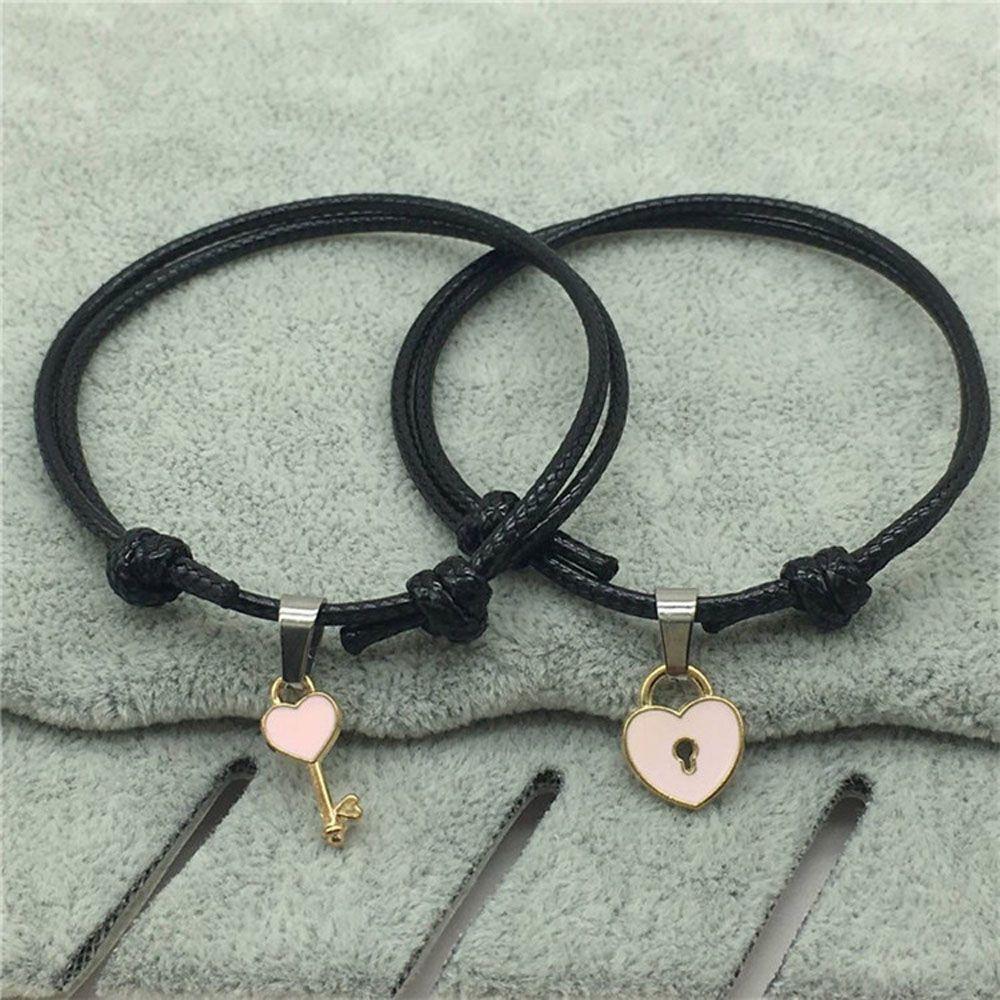 For Women String Couple Charm Rope Key Heart Lock Bangles Bracelets Fashion Accessories Jewelry