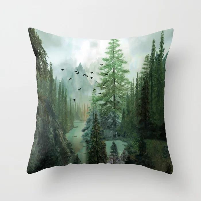 New Ocean Peak Landscape Painting Pillow Case Chinese Ink Scenery Pattern Car Sofa Pillow Cushion Cover