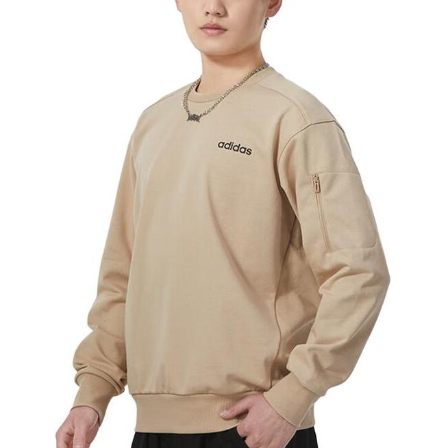 adidas Casual Long Sleeve Sweatshirt Men Tops Khaki JF3221