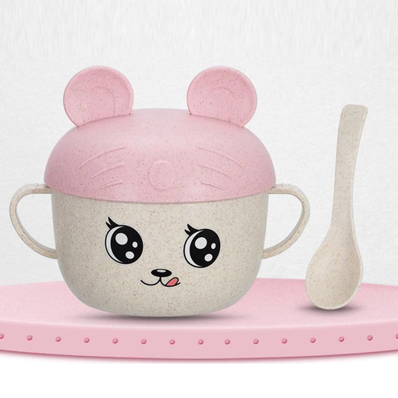 2 szt./zestaw do karmienia niemowląt, jedzenie, naczynia, pszenica, kreskówka, dzieci, dzieci, jedzenie, zestaw obiadowy, anty-gorąca płyta, miska treningowa + łyżka