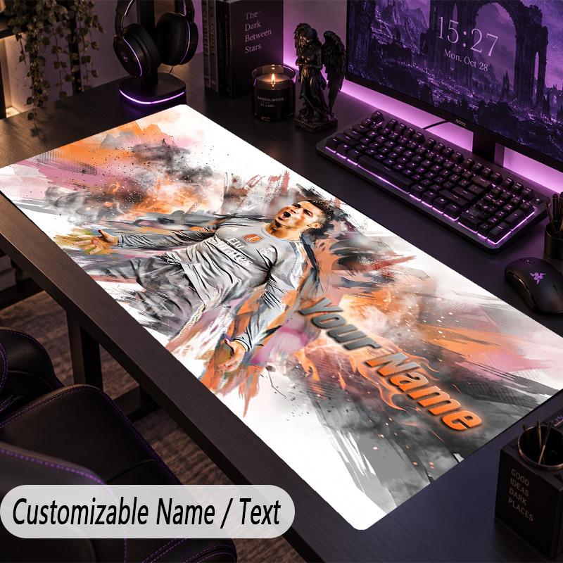 Large Mouse PadCristiano Ronaldo Custom Name Text Personalized Desk Mat Non Slip Gaming Pad