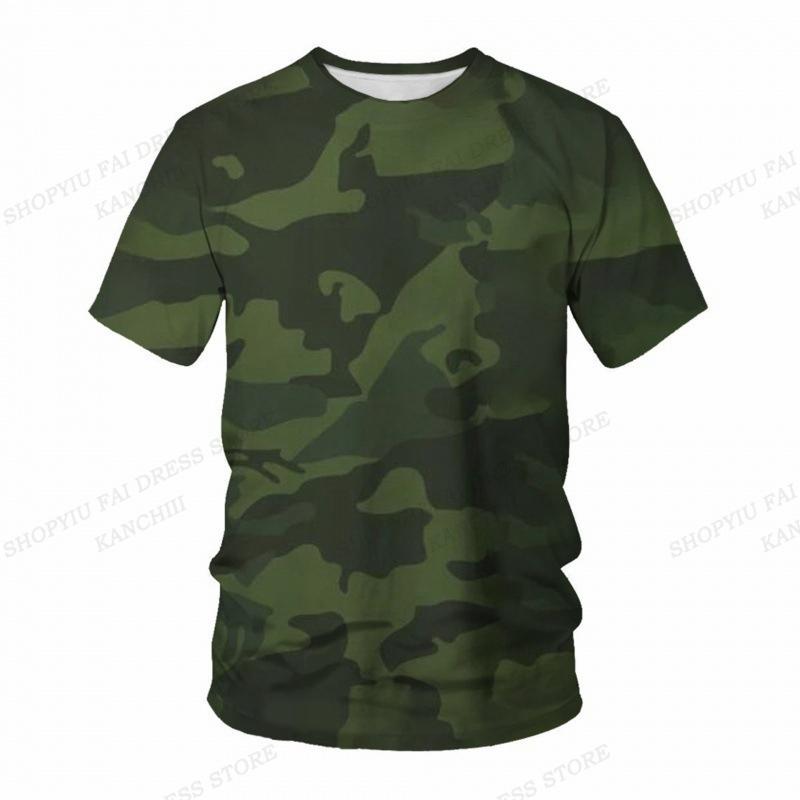 Sommer Camo T-Shirt Camouflage 3D Druck T-Shirt Herren Mode O-Ausschnitt Kurzarm T-Shirt Outdoor T-Shirt Kinder Oberteile Tee Fitness