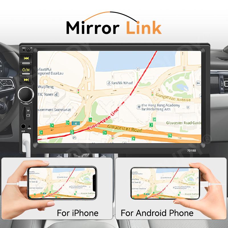 AHOUDY 7" 1 DIN CarPlay Android Auto Universal Auto Stereo Radio Touchscreen MirrorLink Reversing Camera BT