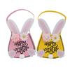 Yousheng Easter Tote Bag with Handles Reusable Easter Bunny Gift Bag with Rabbit Ear And Flowers for Kids Easter Birthday Party Favors