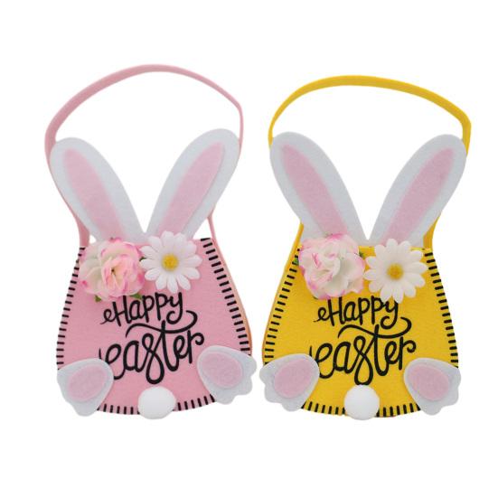 Easter Tote Bag with Handles Reusable Easter Bunny Gift Bag with Rabbit Ear