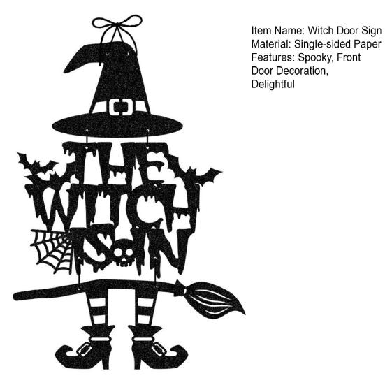 Halloween Witch Door Sign Spooky Witch Leg Hat Broomstick Front Door Hanging Decor Farmhouse Witch Welcome Sign for Home Wall Indoor Outdoor Decor