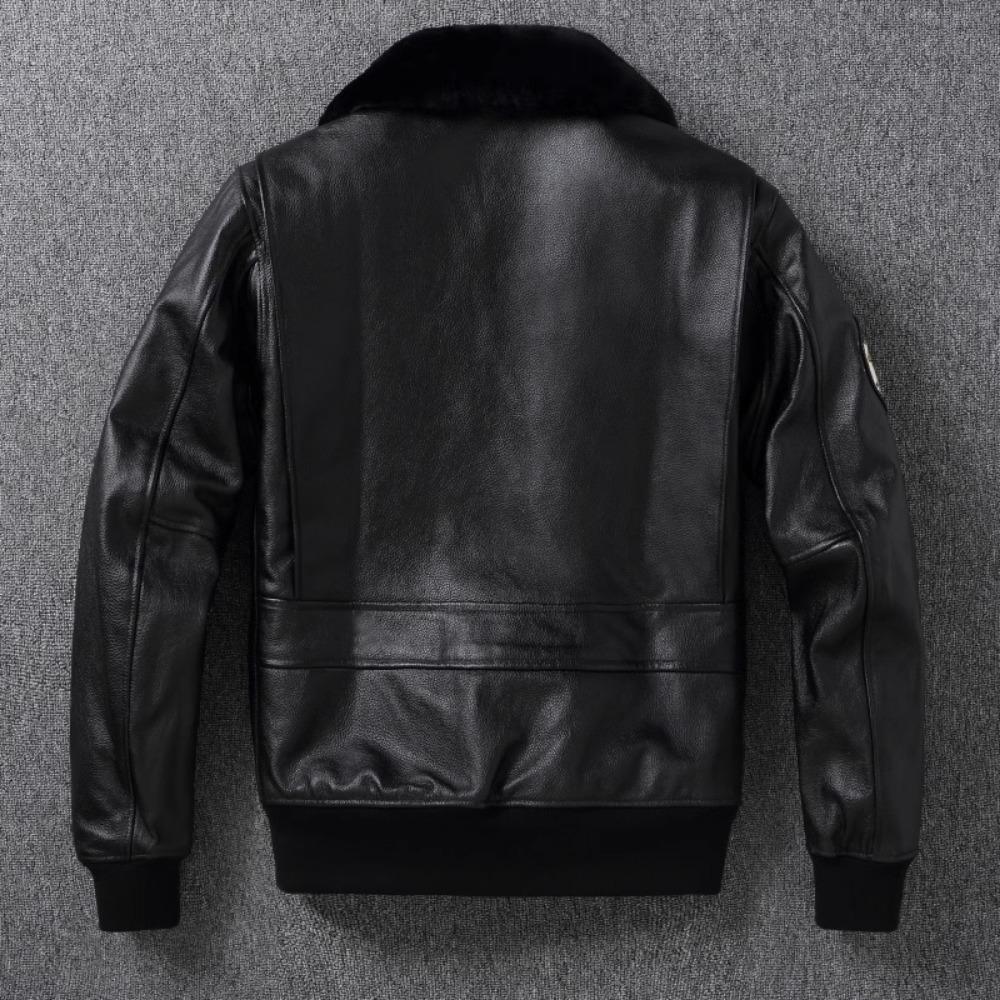 Chinese Size Top G1 Genuine Cowhide Men Leather Jacket Detachable Fur Collar Flight Suit Jackets For Men Military Aviator Coat Winter