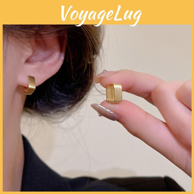 Unique And Trendy Geometric Copper Earrings With Sandblasted Finish