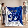 Blue and White Emblem with Stars Print Blanket Soft and Cozy Perfect for the Living Room Bed Sofa or a Nap,gift