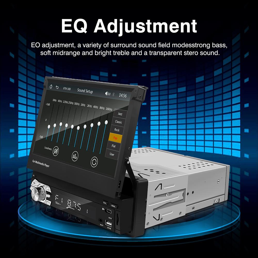 1din Universal 7" Retractable Screen Car Radio Carplay Android Auto Multimedia Video Player Intelligent Vehicle System USB BT FM