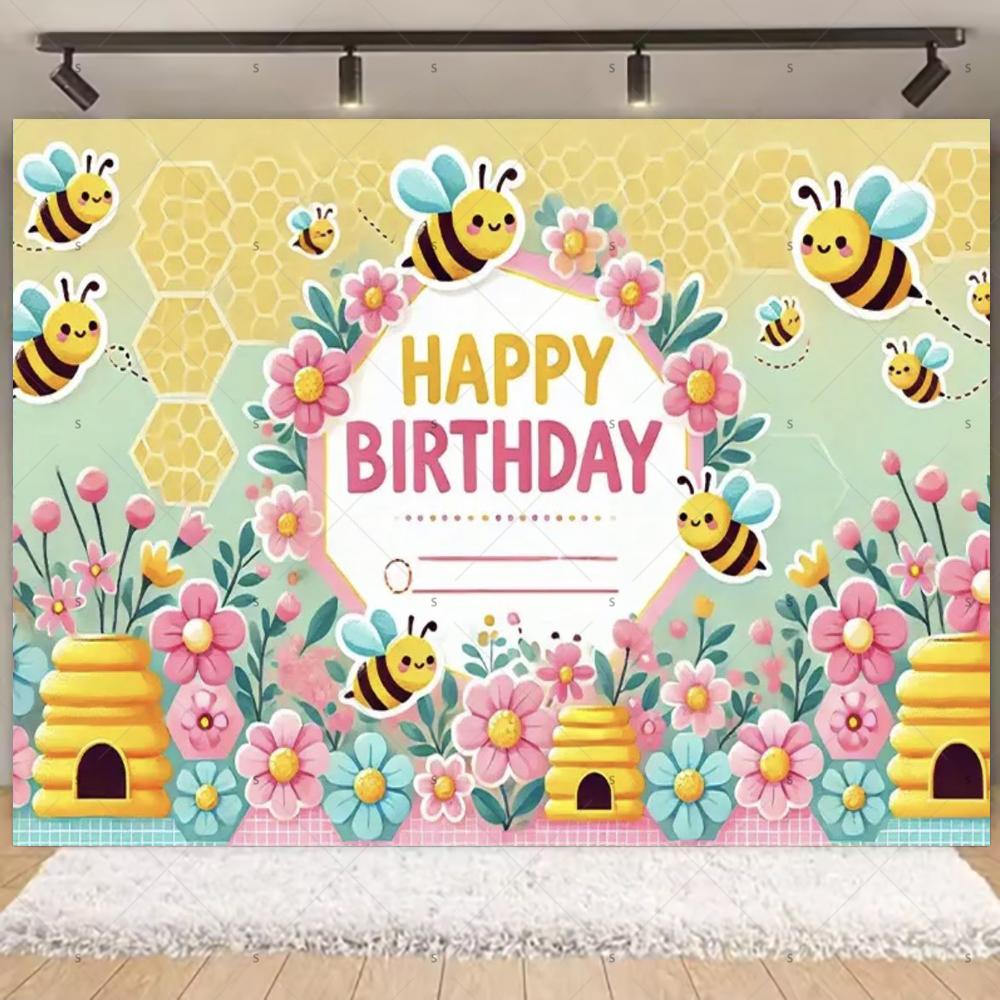 Cartoon Little Bee Theme Background Kids Birthday Party Decoration Honey Sunflowers Daisy Backdrop Newborn Baby Shower Supplies