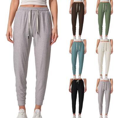 Damen Schlanke Passform Leichte Kordelzugbündchen Basic Lässige Sporthose