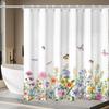 Floral Shower Curtain,Flower Shower Curtain,Watercolor Shower Curtains,Waterproof Shower Curtain, Modern Shower Curtain Set, Shower Curtain with 12