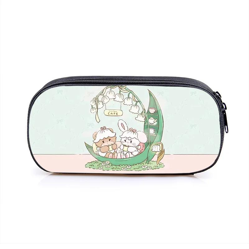 Mikko Pencil Bag Anime Pencil Cases Canvas Kawaii Stationery Box Children's Office Student School Supplies Stationary