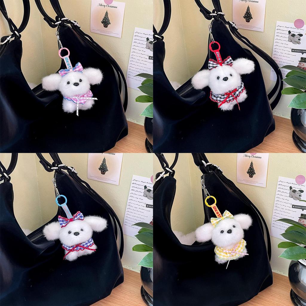 Cute Cartoon Dog Plush Keychain With Bowtie For Kids And Gift Giving