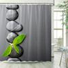 Green Bamboo Zen Shower Curtains Set, Spa Stones and Orchids Flowers Polyester Fabric Bath Curtain with Hooks Bathroom Decor