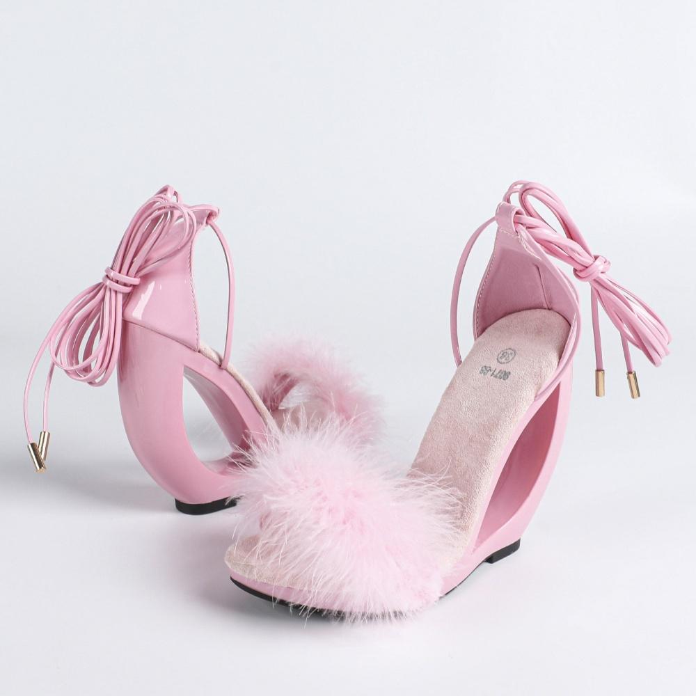 Women's Fluffy Sandals - Crystal Ultra-High Heels Waterproof Platform & Ankle Straps, Party/Evening Shoes, LFD-907188-8