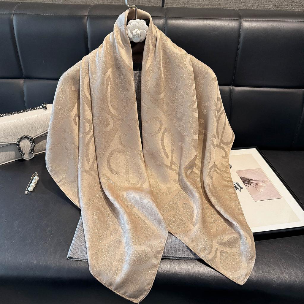 Spring Tencel Cotton Silk Scarf Fashion Classic Big Brand Style Square Scarf Shawl Women High-End Scarf Women