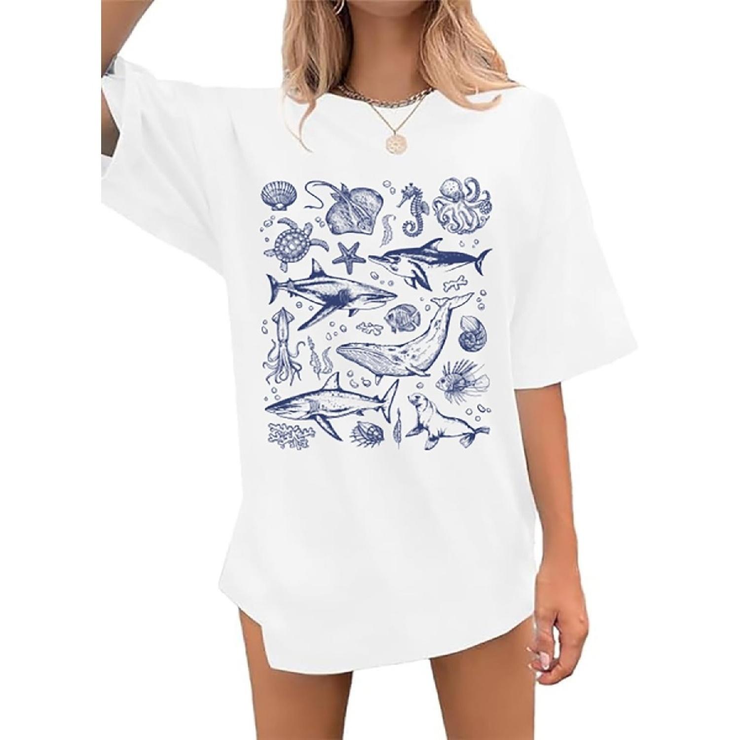 

AMWIPE Wildflowers Shirt for Women Oversized Boho Wildflowers Tshirt Vintage Floral Graphic Tees Summer Flower Tops XXXXXL білий