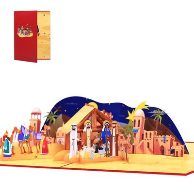 3D vánoční blahopřání s motivem festivalu, dárky, pohlednice, vánoční přání s motivem domu a obálkou, párty potřeby