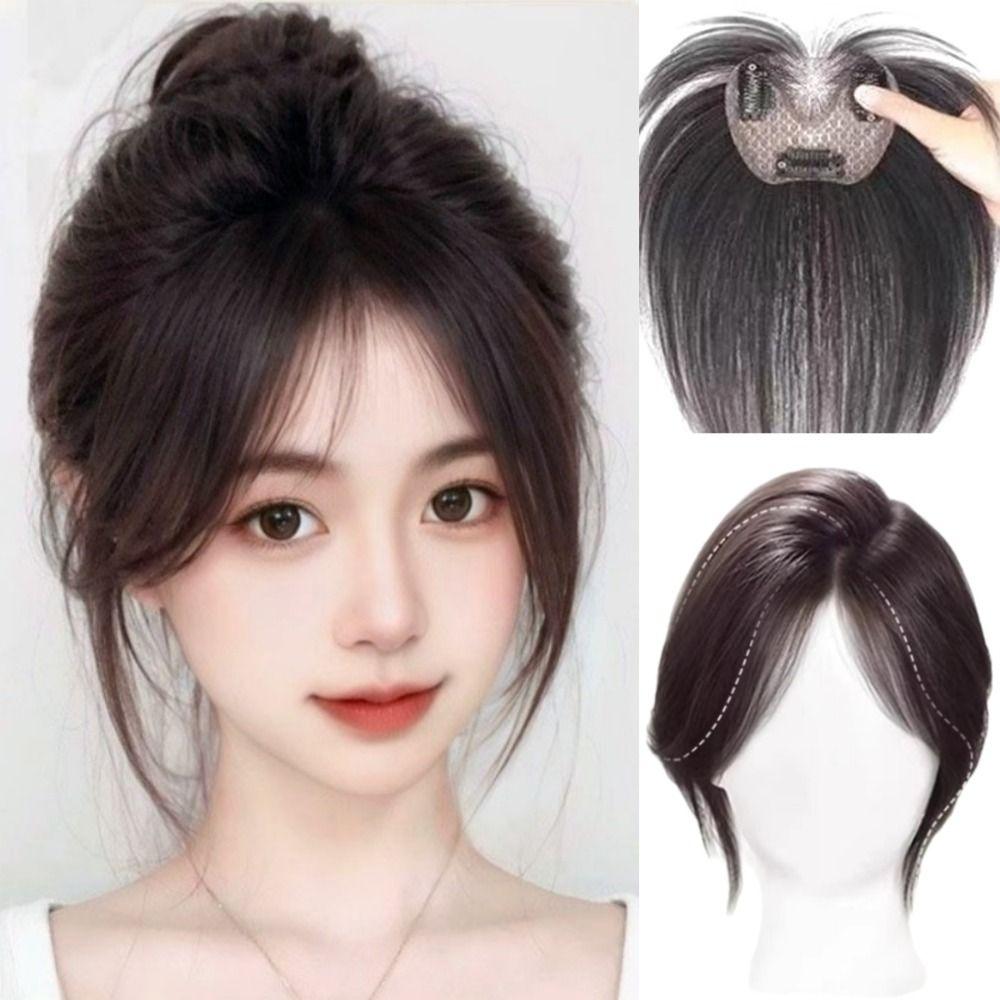 Fake Bangs Hair Toppers Wigs with Bangs Middle Part Fringe Hair Pieces Increase Hair Volume